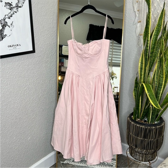 COPY - House of CB ‘Samaria’ Ballerina Pink Salt Twill Corset Midi Dress - Picture 3 of 7